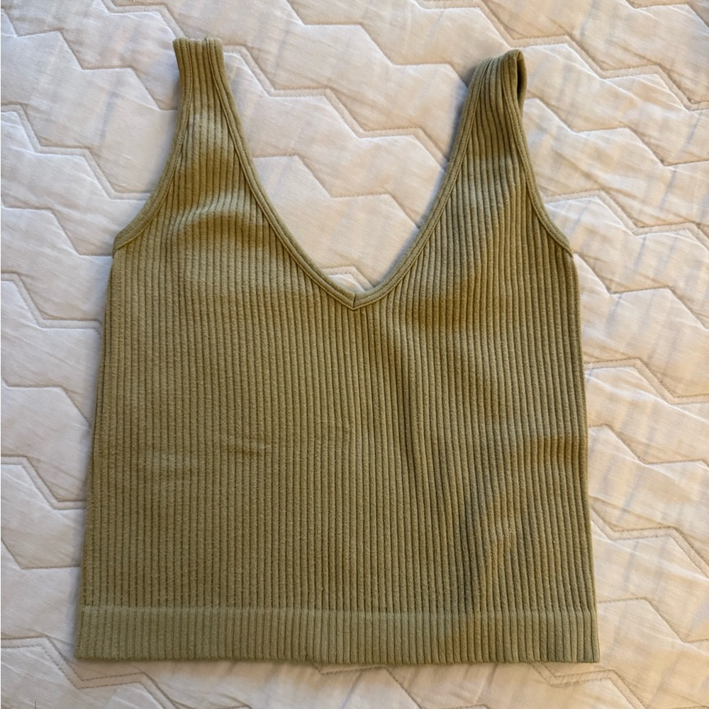 Free people green ribbed tank size xs/s